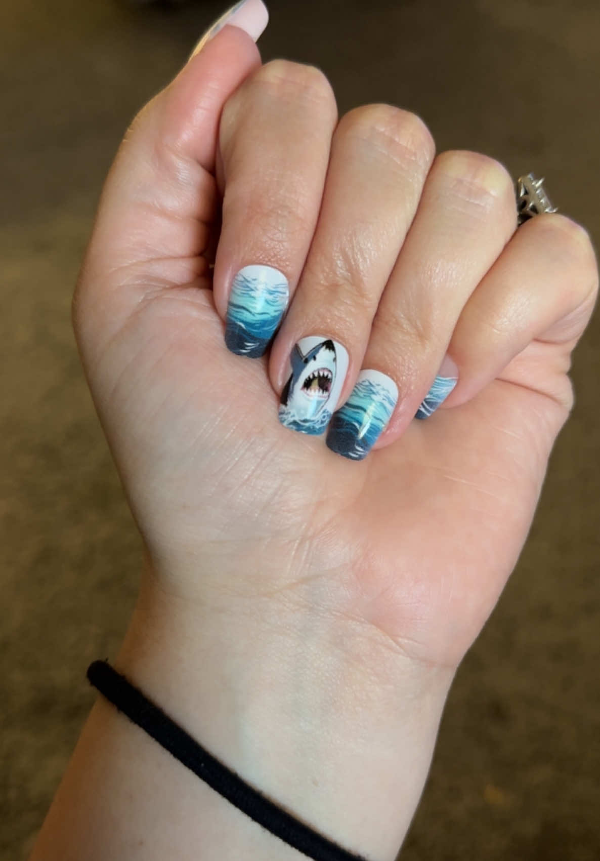 New shark nails 💅🏻 🩵🤭 #fisharefriendsnotfood #sharkweek #sharks #findingnemo #sharkattack 