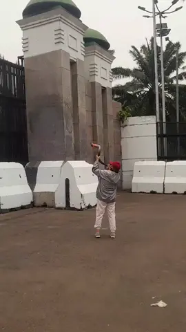 jelang demo ojol didepan DPR terlihat seorang ibu ibu tiup terompet pertanda apakah ini.... #ibuibu #dpr #fypシ #indonesia #malaysia 