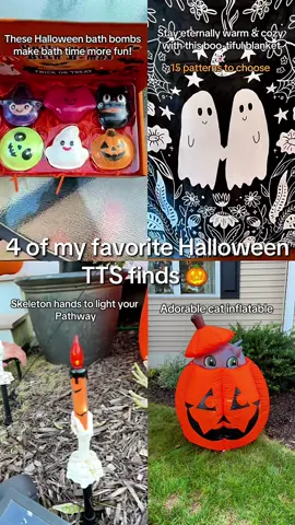 Linked below! Halloween bath bombs, cute ghost blanket, solar skeleton hands to light up your path, and adorable cat inflatable! #halloween #halloweendecorations #halloweendecor #halloweenfinds #tiktokshopfinds 