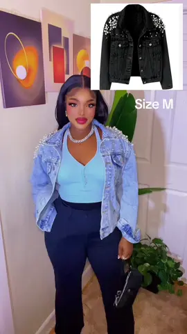 ##Women loose Embroidered Pearls Beading Cropped Denim #Jacket Jean Coat#creatorsearchinsights #dealsforyoudays #SuperBrandDay 