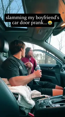 Slamming my boyfriend’s car door prank 🧐#funny #fyp #prank #funnytiktok #boyfriendprank 
