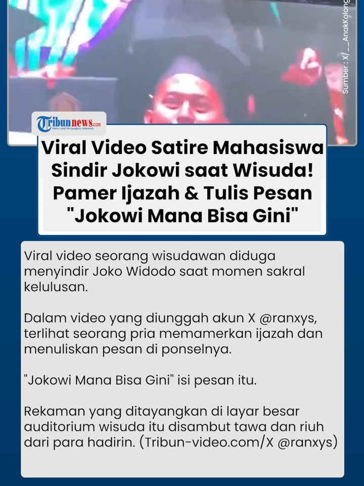 Viral Video Mahasiswa Berani Sindir Jokowi saat Wisuda, Pamer Ijazah_ Jokowi Mana Bisa Gini #kompas #fyp #news #masukberanda #fyppppppppppppppppppppppp #tribunnews #foryoupage #masukberanda #tribunjateng #tvone #tribunjateng #indonesia🇮🇩 #fypシ