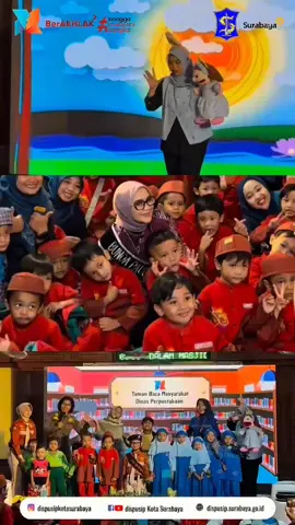 👧👦✨ Satpol PP Goes to PAUD ✨👧👦 Di TK Magfirah, Kecamatan Rungkut, Satpol PP Kota Surabaya berkolaborasi dengan Dinas Perpustakaan dan Kearsipan mengajak adik-adik TK belajar lewat drama interaktif. Dengan semangat ceria, anak-anak ikut bermain peran: 🚸 Belajar langkah-langkah aman menyebrang jalan bersama Ning Pol PP 📚 Tertib antre saat pembagian buku bacaan di Taman Baca Masyarakat Dispusip Kegiatan ini bukan hanya tentang disiplin dan ketertiban, tapi juga menumbuhkan cinta literasi sejak dini. Karena dari buku, lahir generasi Surabaya yang pintar, tertib, dan berkarakter! 🌱✨ #dispusipsurabaya 