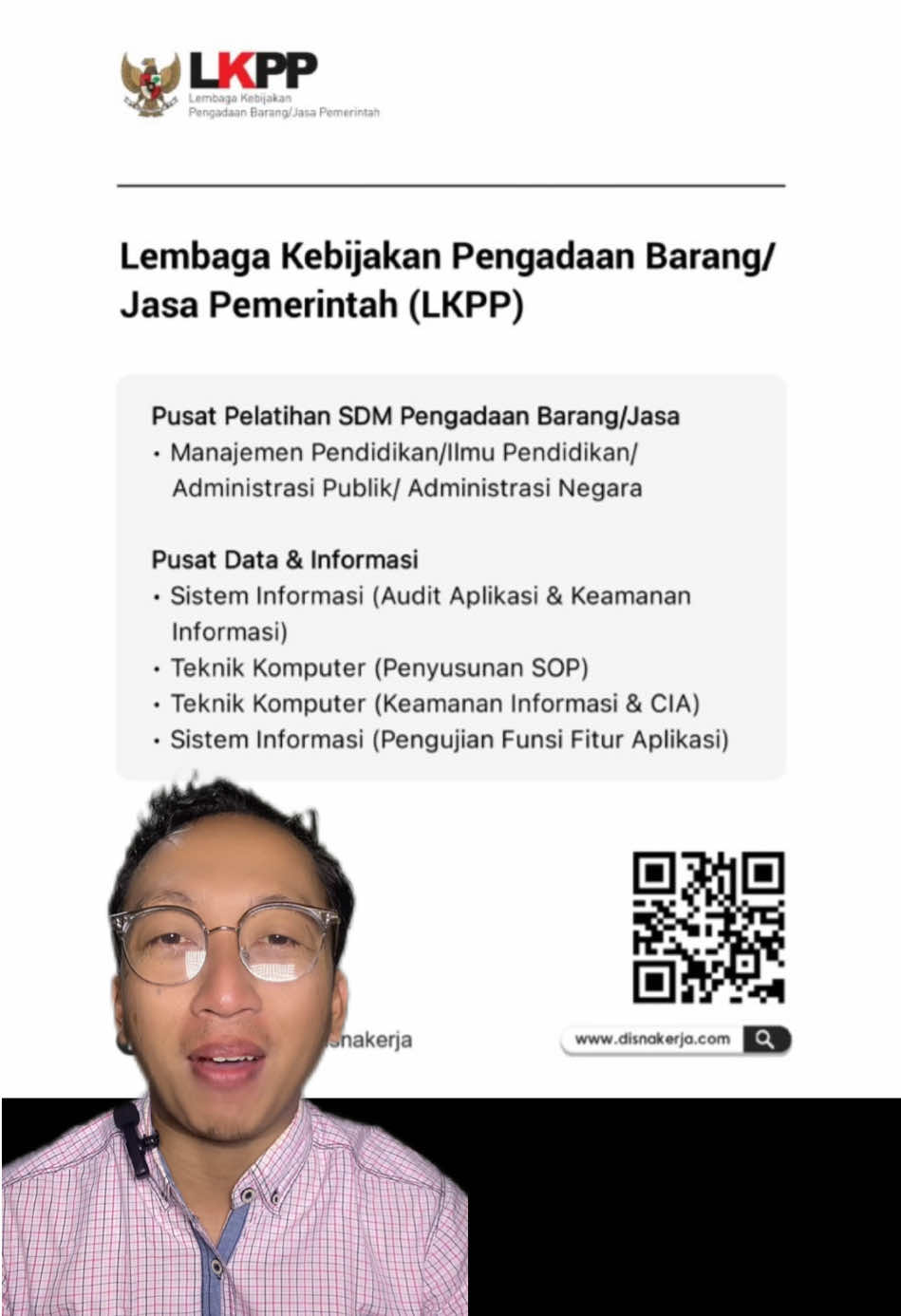Rekrutmen Lembaga Kebijakan Pengadaan Barang/Jasa Pemerintah (LKPP) Biro Hukum, Organisasi & SDM • Ilmu Administrasi Negara/Ilmu Administrasi Publik • Administrasi Perkantoran/Sekretaris/Manajemen Record & Arsip Biro Perencanaan & Keuangan • Administrasi Perkantoran/Sekretaris/Manajemen Record & Arsip Kearsipan Biro Humas & Umum • Desain Interior/Arsitektur/Arsitektur Interior • Teknik Mesin/Teknik Industri (AutoCAD 2D & Membaca As Built Drawing) • Administrasi Perkantoran/Sekretaris/Manajemen Record & Arrsip Kearsipan • Manajemen Keuangan/Statistika Direktorat Perencanaan Transformasi, Pemantauan & Evaluasi Pengadaan • Sistem Informasi/Teknik Informatika/Informatika/Statistik(Analisis Data, Python, Tableau) Direktorat Sistem Pengadaan Digital • Sistem Informasi/Teknik Informatika/Informatika(Postman) Direktorat Advokasi Pemerintah Pusat • Statistik • Desain Komunikasi Visual Direktorat Penanganan Permasalahan Hukum • Sistem Informasi/Teknik Komputer/Teknik Informatika • Hukum Pusat Pelatihan SDM Pengadaan Barang/Jasa • Manajemen Pendidikan/Ilmu Pendidikan/Administrasi Publik/ Administrasi Negara Pusat Data & Informasi • Sistem Informasi (Audit Aplikasi & Keamanan Informasi) • Teknik Komputer (Penyusunan SOP) • Teknik Komputer (Keamanan Informasi & CIA) • Sistem Informasi (Pengujian Funsi Fitur Aplikasi) Lihat detail: https://www.disnakerja.com/lowongan-kerja-lembaga-kebijakan-pengadaan-barang-jasa-pemerintah-lkpp/ #infoloker #carikerja #lokerterbaru #loker2025 #lowongankerja 