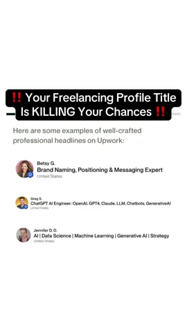 🚨 Stop using boring titles! 🚨 I used to think 'Virtual Assistant' or 'Social Media Manager' was enough. But the truth is, you need to be specific to get noticed by clients. My most effective strategy? I stopped guessing and started doing my research. I went directly to Upwork to see what clients were actually searching for. It turns out, they're not looking for generic skills—they're looking for expertise in specific tools and software! Here's your homework: Go to Upwork and search for skills like Figma, GoHighLevel, Adobe, or HubSpot. You'll see tons of job posts looking for experts in those exact things. So, update your title to be more specific and valuable. Don't just say what you are; say what you can do with the tools you know. Try this now and let me know in the comments if you notice a difference! 👇 #virtualassistant #workfromhome #onlinejobs #wfhlife #freelancertips 