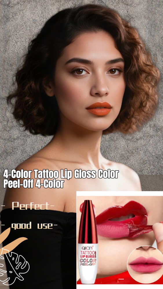4-Color Tattoo Lip Gloss Color Peel-Off,Long-lasting Moisturizing Hydrating Lipstick for Normal Skin Radiant Finish 50g Super Glossy Makeup Gift