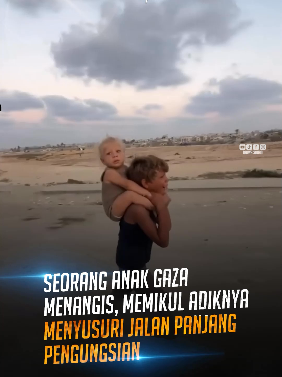Di tengah tangisan dan langkah panjang pengungsian, seorang anak Gaza memikul adiknya di pundak… Dan di saat seperti itu, mereka masih menyebut nama Allah. Hasbunallahu wa ni'mal wakil Mari bantu saudara-saudara kita yang sedang menempuh perjalanan berat ke selatan Gaza 💳 BSI 125-000-001-8 💳 BNI 222-211-147-7 💳 BRI 040-701-001-906-564 💳⁠ Mandiri 130-002-574-400-7 💳 BCA 156-338-787-8 💳 Muamalat 101-000-202-4 📌an. Taqwa Squad Indonesia 📝Informasi & donasi bisa menghubungi : ☎️ Admin 1 : +62 823-2272-1094 (admin TS) (Donasi yang telah sahabat berikan sudah termasuk operasional) Barakallahu fikum wa Jazakumullah khairan. 👉 Follow @taqwasquad 🏷️ Tag Temanmu 🌱 Share dan Tebar Manfaat Kesemuanya