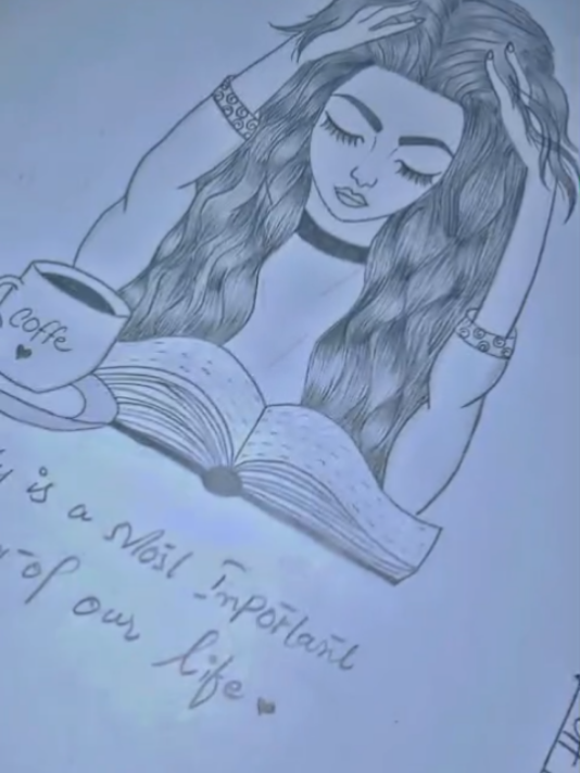study girl sketch ❤️📚#followme #foryoupageofficiall #1millionaudition #sketchbook #drawing 