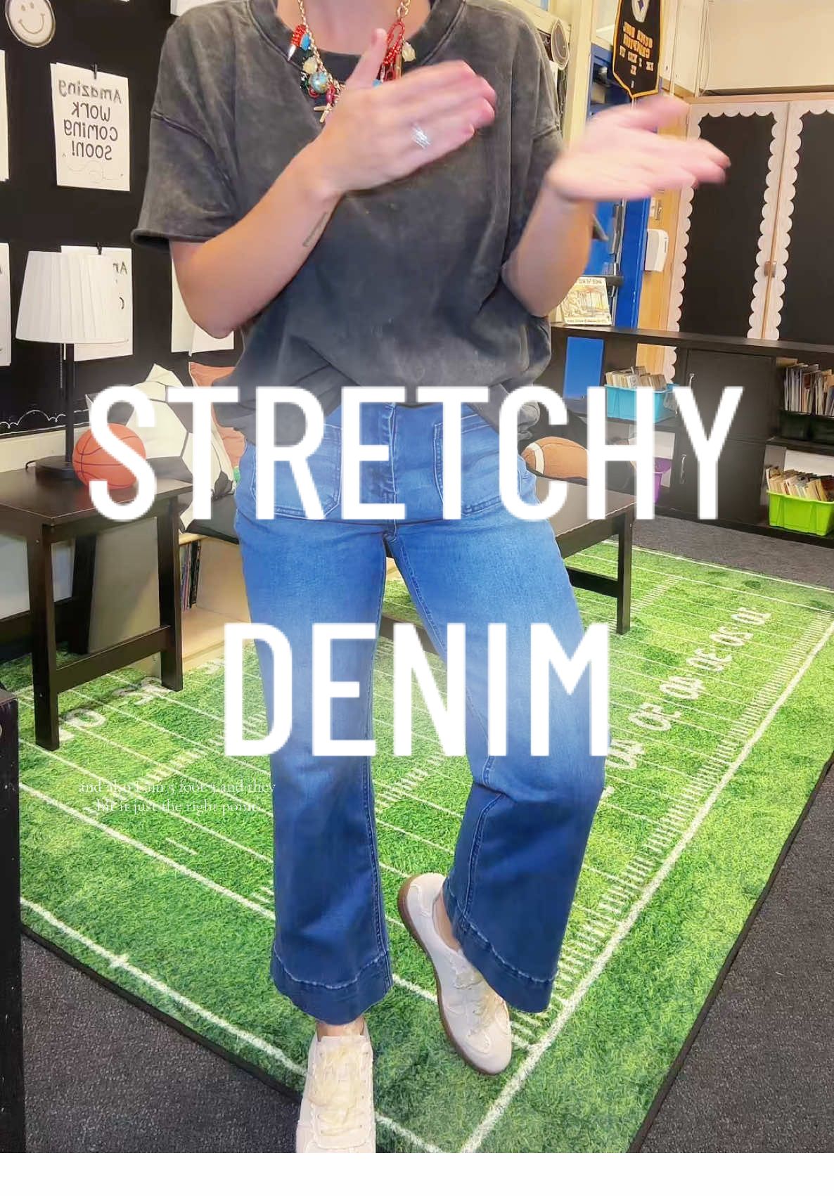Stretchy denim with cute pockets. @luvamia did it again with the stretch and comfort of this denim. #teacheroutfits #womensfashion 