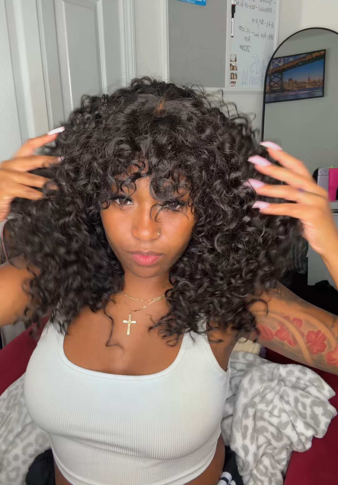 Cute & simple !💕 @Frodio Hair   #frodiohair #wiginstall #hairstyles #glulelesswig #realgluelesswig #curlyhair #curlyhairstyle  #fallwigs