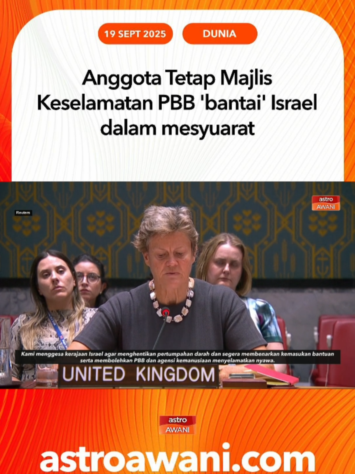 Empat anggota tetap lain yang menyokong draf itu memberi sindiran dan tekanan kepada Israel berhubung konflik kemanusiaan yang semakin membarah di wilayah itu. #AWANInews