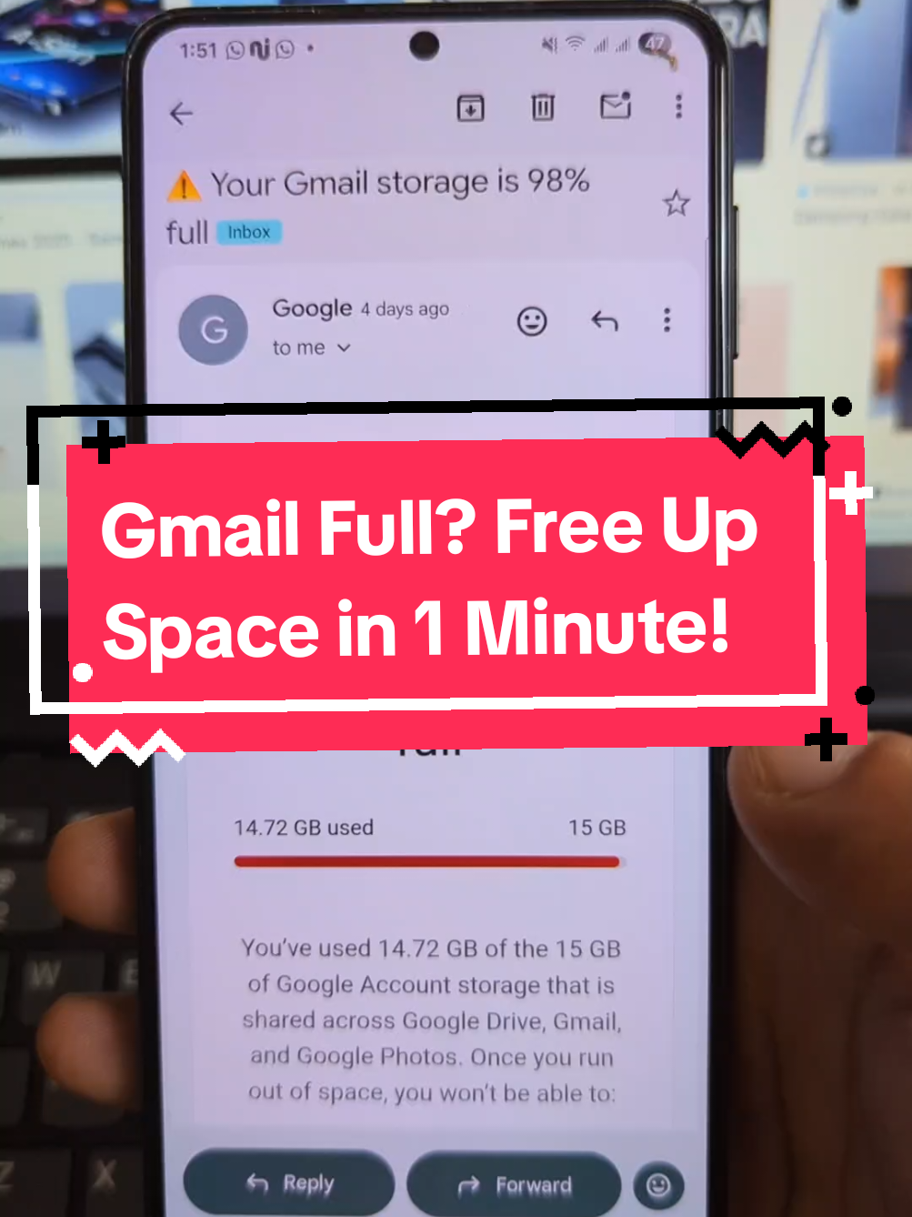 Gmail Full? Free Up Space in 1 Minute! #Gmail #clearing #storage #memory #settings 