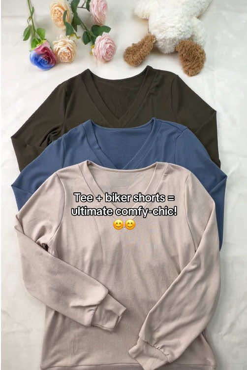 #fyp #tiktokshop #womenwear #girlswear #tiktokshoprestock #tchic #spotlightfinds #OOTD #vneck #longsleeve #cotton #tee #comfyclothes #oversize #sweatshirt 