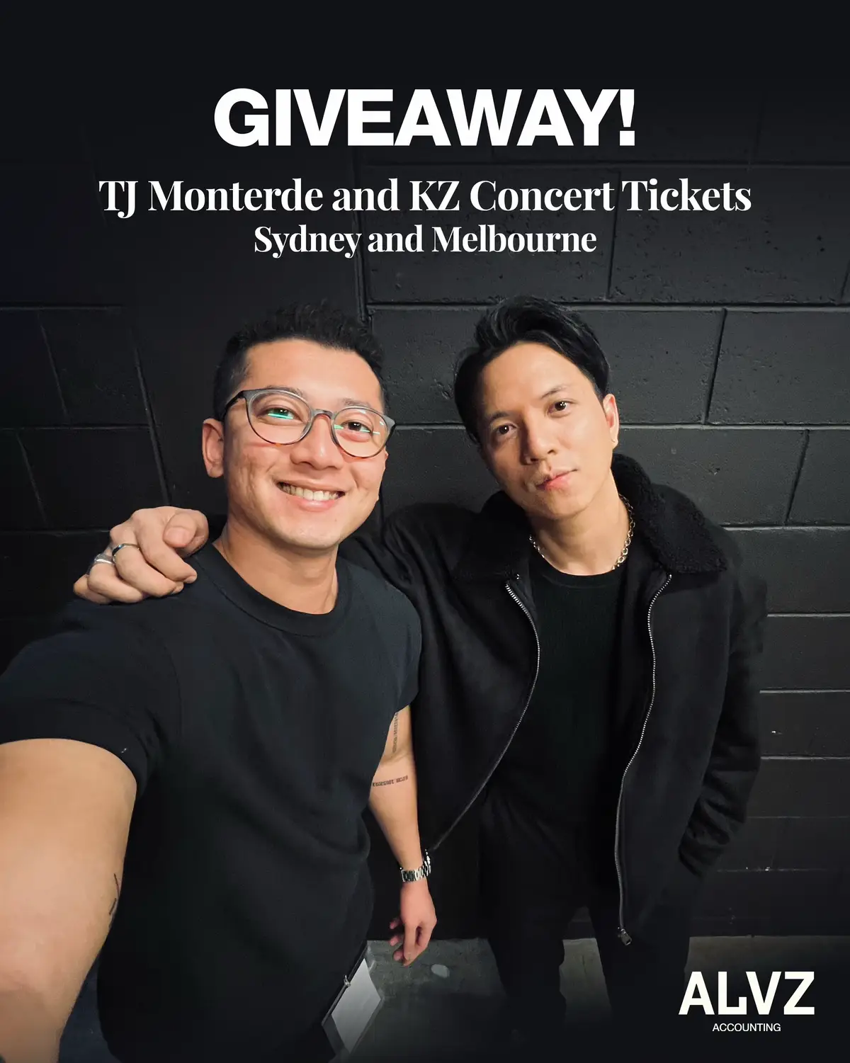 🎉 GIVEAWAY ALERT! 🎉 Win TJ Monterde & KZ Concert Tickets for Melbourne (Oct 05) and Sydney (Oct 12)! How to join: 1️⃣ Like & share this post 2️⃣ Tag a friend in the comments 3️⃣ Sign up with Alviz Accounting for your tax return service before Sept 28, 2025! Winners (2x for Sydney, 2x for Melbourne) will be announced on Sunday, Sept 28 exclusively on Zac Alviz and Alviz Accounting social media pages. ✅ Open to both new and existing clients of Alviz Accounting. This giveaway is sponsored by Alviz Accounting. — Tax Return Service: Student with TFN: $55 Student with TFN & ABN: $90 Citizens, Residents, Work Visa: $110 With Investment Income: $165 email us: melanie@alvizaccounting.com.au  website: www.alvizaccounting.com.au