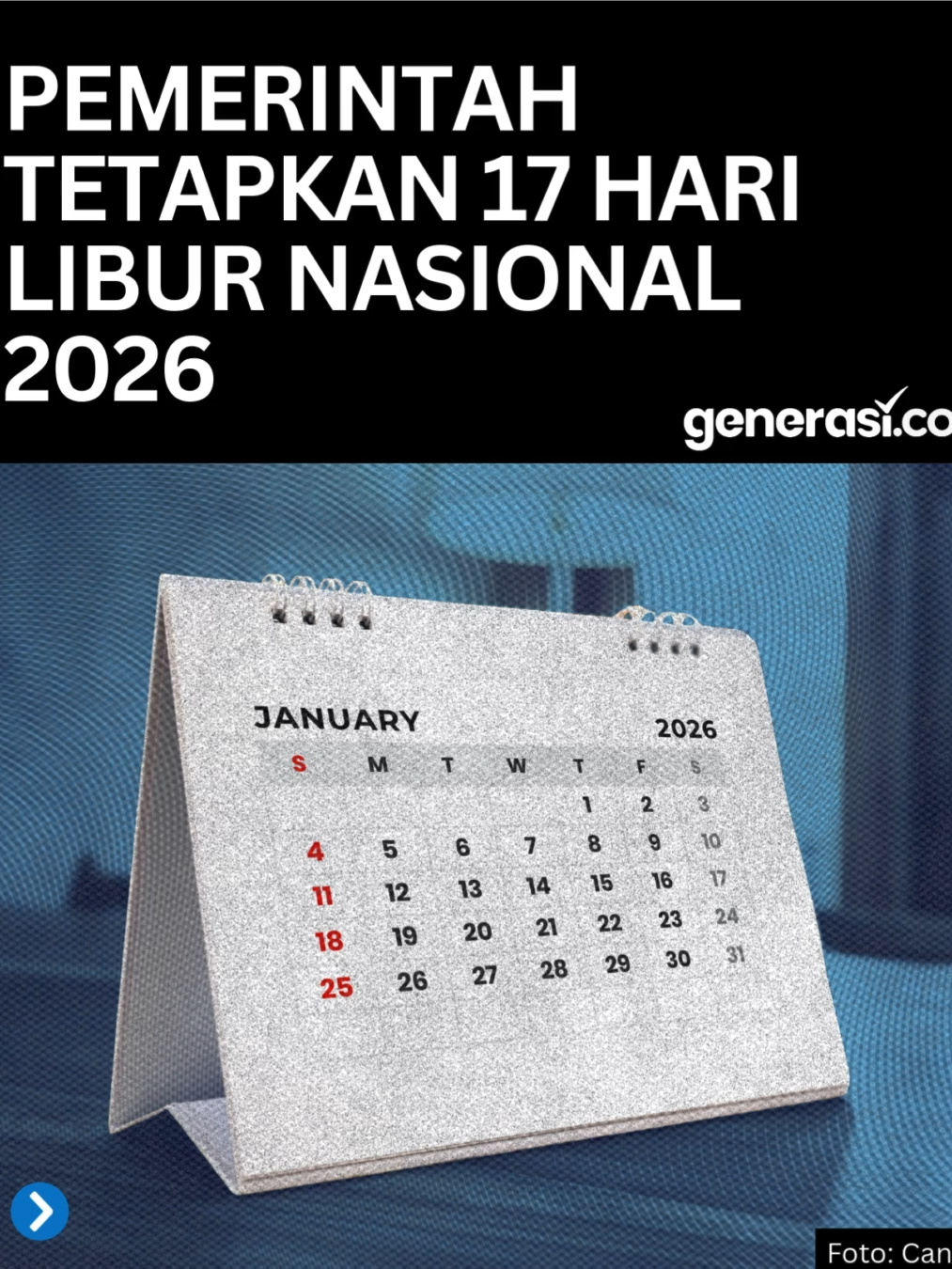 Pemerintah menetapkan sebanyak 17 hari libur nasional pada tahun 2026 melalui Surat Keputusan Bersama (SKB) yang ditandatangani Menko PMK, Menteri Agama, Menteri PAN-RB, serta Menteri Ketenagakerjaan. Keputusan tersebut disampaikan Menko PMK Pratikno di Jakarta, Jumat (19/9), usai melalui serangkaian pembahasan di tingkat eselon hingga rapat menteri. Pratikno menegaskan penetapan jumlah hari libur nasional ini merujuk pada peraturan perundangan yang berlaku. Dengan keputusan ini, pemerintah berharap penetapan libur nasional dapat memberi kepastian bagi masyarakat sekaligus mendukung perencanaan berbagai aktivitas sosial, ekonomi, dan pemerintahan sepanjang tahun 2026. #liburnasional #2026 #generasico