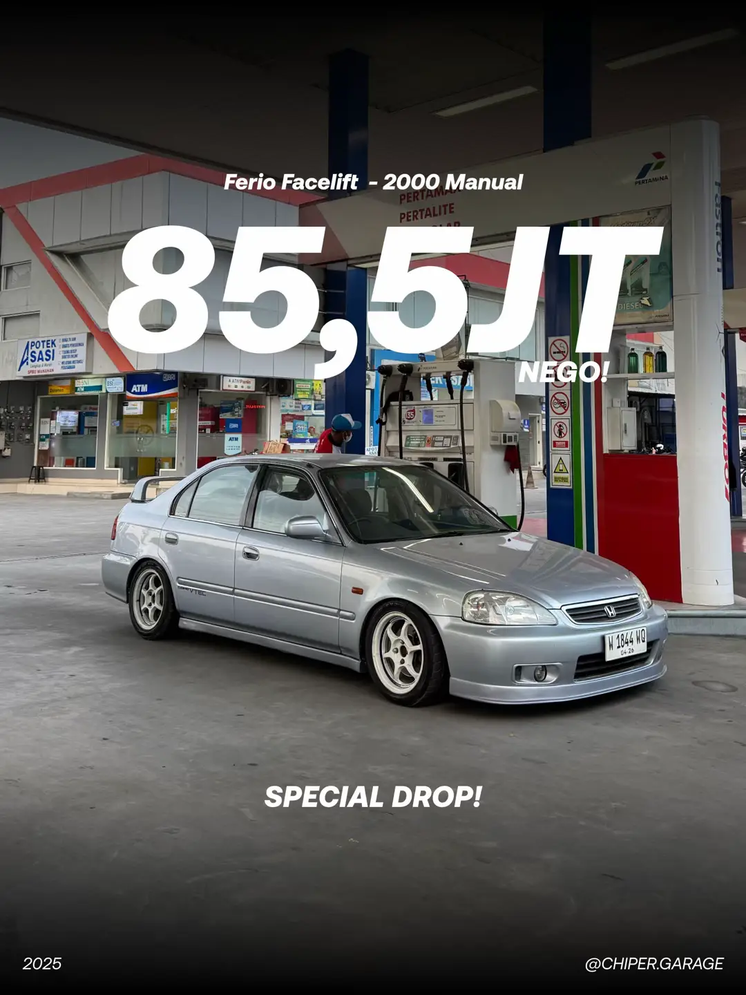 READYYY FERIO FACELIFT TINGGAL PAKEEEE🔥 TH. 2000 Manual TERIMA TT ASAL SAMA FERIO •⁠  ⁠Plat W jatim, telat bulan terima hidup •⁠  ⁠⁠Plat Panjang •⁠  ⁠⁠Mesin Sehat siap pake roadtrip •⁠  ⁠⁠Cat & Body ORIGINAL FULL KALENG •⁠  ⁠⁠Interior ORIGINAL BLUDRU •⁠  ⁠⁠AC dingin poll, kisi kisi lengkap •⁠  ⁠⁠Kaki kaki custom ceper harian, nyaman •⁠  ⁠⁠Elektrikal nyala •⁠  ⁠⁠Bumper Standar + Foglamp •⁠  ⁠⁠Lips Mugen non Lubang •⁠  ⁠⁠Spoiler DC2 •⁠  ⁠⁠Velg ADVAN RGD1 R15 •⁠  ⁠⁠Ban SX2, 195/50 TEBAL Nik 24 •⁠  ⁠⁠Knalpot Mufler Omega •⁠  ⁠⁠Headlamp Ori Stanley •⁠  ⁠⁠Stoplamp Ori Stanley •⁠  ⁠⁠Audio Jedug TINGGAL PAKEE AJAA SIAP LUAR KOTA🫵🏻🔥 📞 WA 0895408056565 📍 LOKASI SURAKARTA #ferio #feriofacelift #so4 #feriogang #civicferio 