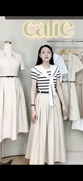 Chân váy nhà Calie chất liệu kaki dáng xoè kèm đai mặc tôn dáng gọn người  #OOTD #thoitrangnu #viral #xuhuong #calie #vaycongso #vaythietke #vaydichoi 