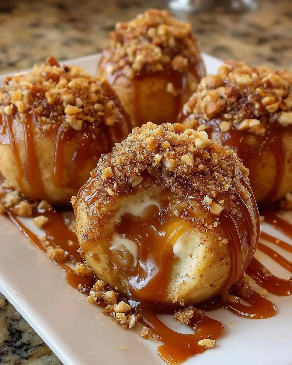 Need an easy fall dessert? 🍁 These Apple Caramel Bombs 🍎🍬 are warm, gooey, and stuffed with caramel inside! Perfect for Thanksgiving, holiday parties, or cozy nights in. 🥧✨ --- ⏱ Time Prep: ~15 minutes Bake: ~35 minutes Total: ~50 minutes Yields: ~8 bombs --- 🛒 Ingredients 1 can (16.3 oz) refrigerated biscuit dough 🍞 8 caramel candies 🍬 1 tbsp butter + 2 tbsp melted butter 🧈 2 medium apples, finely chopped 🍏 2 tbsp brown sugar 1 tsp ground cinnamon Pinch of salt 🧂 Optional Topping: Caramel sauce (drizzle) 🍯 Crushed peanuts 🥜 --- 📌 Instructions 1️⃣ Melt 1 tbsp butter in a skillet. Add apples, brown sugar, cinnamon & salt. Cook ~5 min until softened. Cool slightly. 2️⃣ Preheat oven to 350°F (175°C). Separate biscuit dough into rounds. 3️⃣ Fill each dough round with 1 tbsp apple filling + 1 caramel candy. Pinch edges closed to seal. 4️⃣ Arrange in greased baking dish. Brush tops with melted butter. Bake 30–35 min until golden. 5️⃣ Drizzle with caramel sauce, sprinkle peanuts, and serve warm with ice cream 🍨. --- #AppleCaramelBombs #FallDesserts #EasyDessertIdeas #HolidayBaking #DessertTok