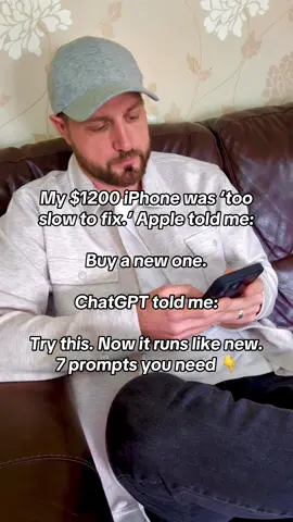Who knew your iPhone just needed ChatGPT to play tech doctor? 🩺📱 7 Prompts to speed up + fix your iPhone 👇 	 1. Storage Clean-Up Blueprint “Give me a step-by-step plan to free storage on iPhone without deleting essentials. Include cache clearing, photo compression, iCloud hacks.” 	 2. Battery Drain Detective “Analyze iPhone settings for apps draining background power. Show me how to disable them without breaking notifications I actually need.” 	 3. Performance Mode Setup “List every iOS setting I can toggle for speed: background refresh, motion effects, transparency, Siri, widgets. Prioritize by impact.” 	 4. Hidden File Purge “Guide me to safely clear ‘Other/System Data’ eating GBs of space. Include iTunes, iCloud Drive, and third-party cleaner options.” 	 5. App Refresh Rules “Optimize my app library. Which apps should have background refresh ON vs OFF for balance of speed + usability?” 	 6. Update vs. Rollback “Check if my iPhone model runs faster on latest iOS or if I should downgrade. Show safe downgrade options if needed.” 	 7. Weekly Maintenance Routine “Design a 10-minute weekly routine (cache clearing, reboot cycle, storage check) to keep iPhone speed consistent.” #chatgptprompts #promptengineering #chatgpt #iphonehacks #techtricks