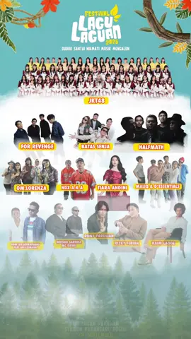 ✨ FESTIVAL LAGU-LAGUAN 2025 ✨ Hai #SahabatKAIWisata!  Siap seru-seruan bareng line up keren mulai dari JKT48, For Revenge, Batas Senja, Halfmath, OM. Lorenza, NDX A.K.A, Tiara Andini, Maliq & D’Essentials, Rony Parulian, Rizky Febian, Raim Laode, dan masih banyak lagi! 🌟 👉 Jangan cuma lihat dari story orang lain, jadilah bagian dari konser ini! 🌌💫 📍 Lapangan Panahan, Stadion Pakansari – Bogor 📅 28 September 2025 Promoted by: WITMI by KAI Wisata 🚄 #FestivalLaguLaguan2025 #KAIWisata #WITMI #MusikMengalun 