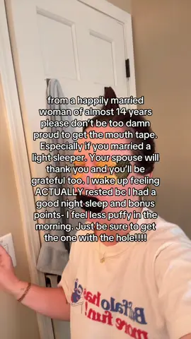 Do I credit mouth tape to our happy marriage? No haha. But I do think it’s helped both of us sleep better and get less aggravated when the other snores. Just be sure to get the one with the hole. #mouthtape #mouthtapesleeping #bettersleep #sleeptips #tiktokshoprestock 