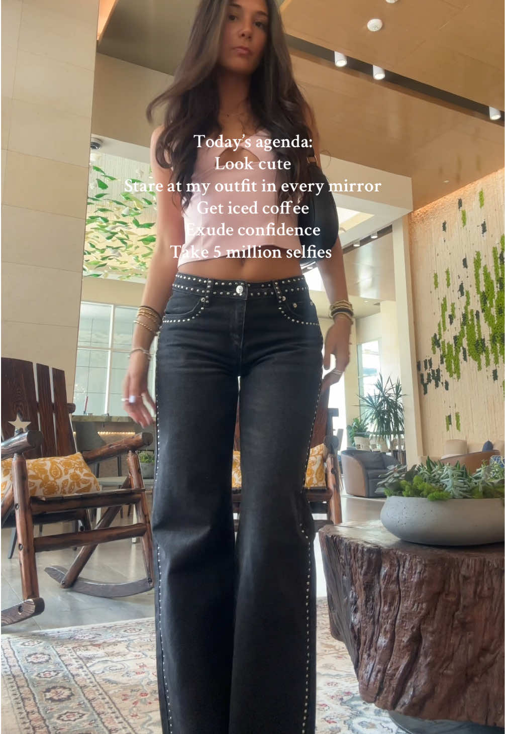Favorite jeans oat @Edikted #outfitinspo #ediktedjeans #viraljeans #lowrisejeans #studdedjeans 