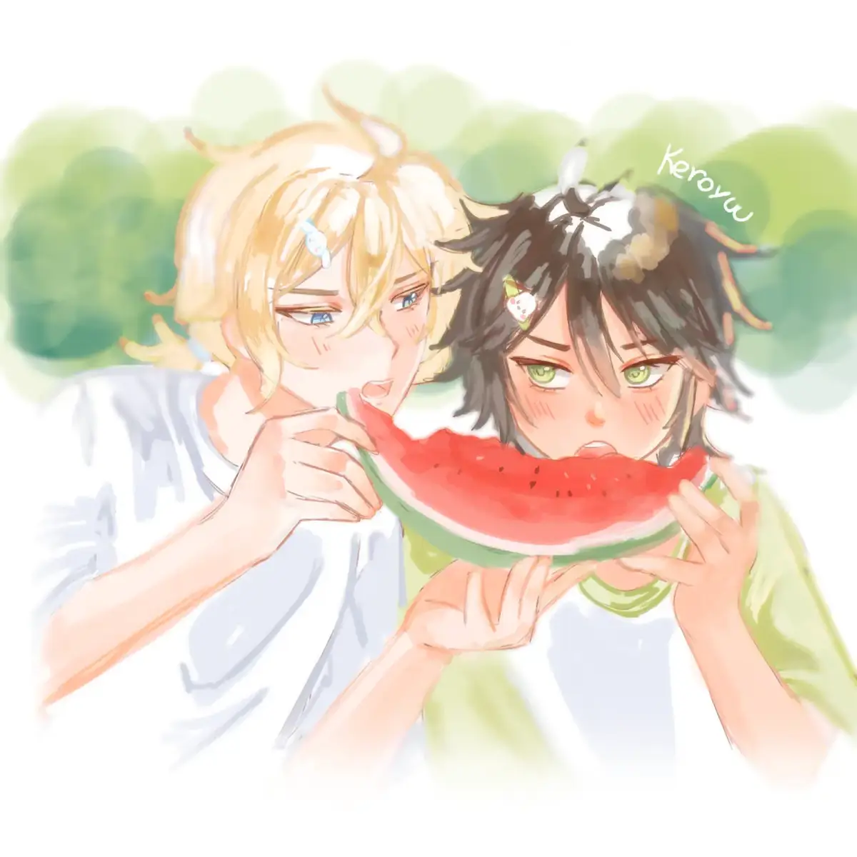 🍉🩷 #MikaYuu #owarinoseraph #seraphoftheend #fanart #mikaxyuu 