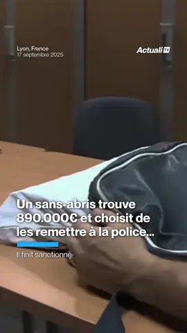 Un sans-abris trouve 890 000€ dans un sac à Lyon et choisit de les remette à la police... #faitsdivers #lyon #police #franceactu 