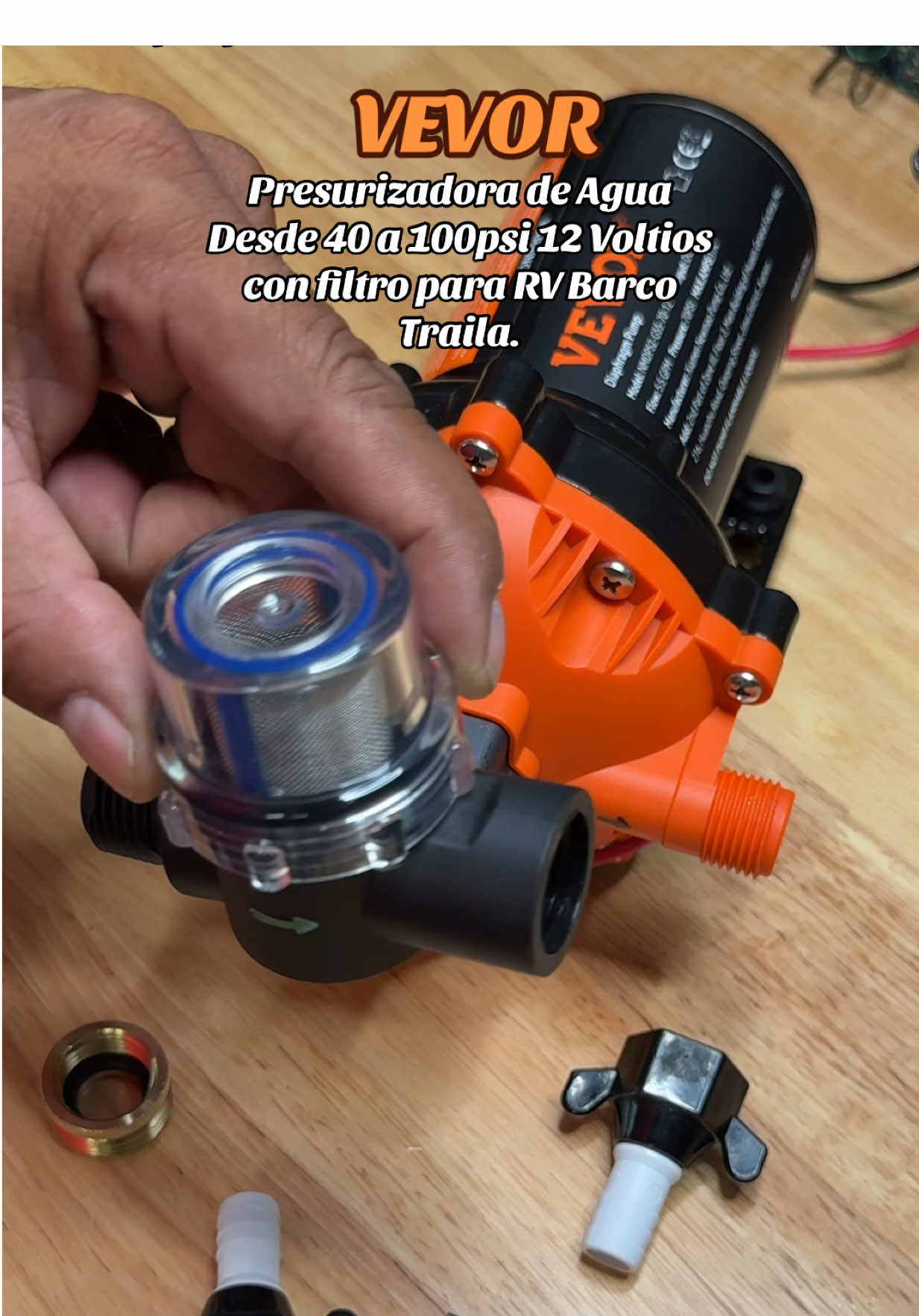 @Vevor_US presurizadora de agua desde 40 a 100 psi 12 voltios con filtro para RV barco Traila o proyectos donde se requiera presión de agua. #waterpump #vevor #vevortools #campinglife #tools