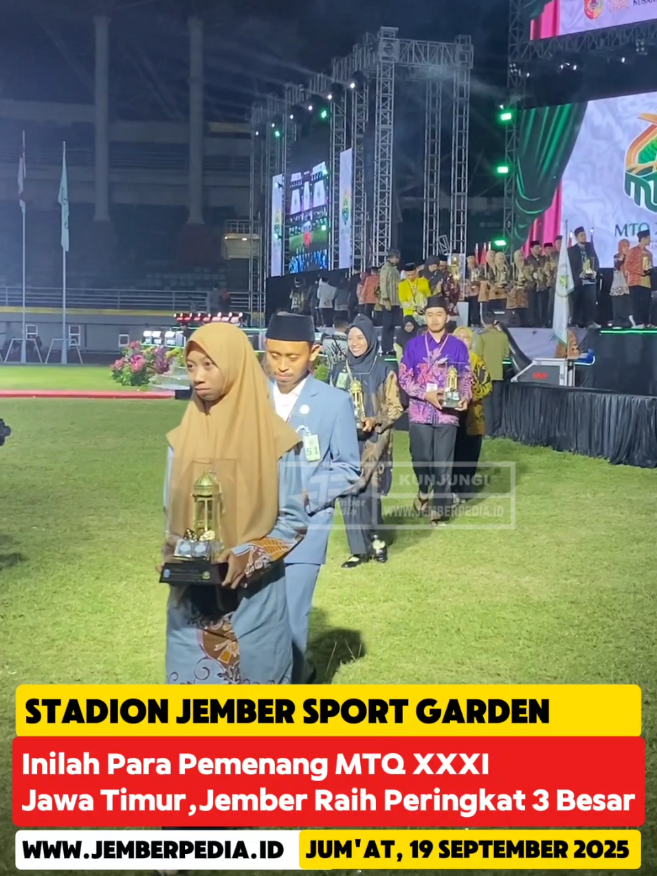 Inilah Para Pemenang MTQ XXXI Jawa Timur,Jember Raih Peringkat 3 Besar #penutupan #mtq #jawatimur #jember #fyp 