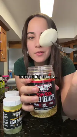 First time trying pickled eggs and I’m not disappointed. Weird but also savory snack  #pickledeggs #garliceggs #saltandvinegareggs #porkkinggood 