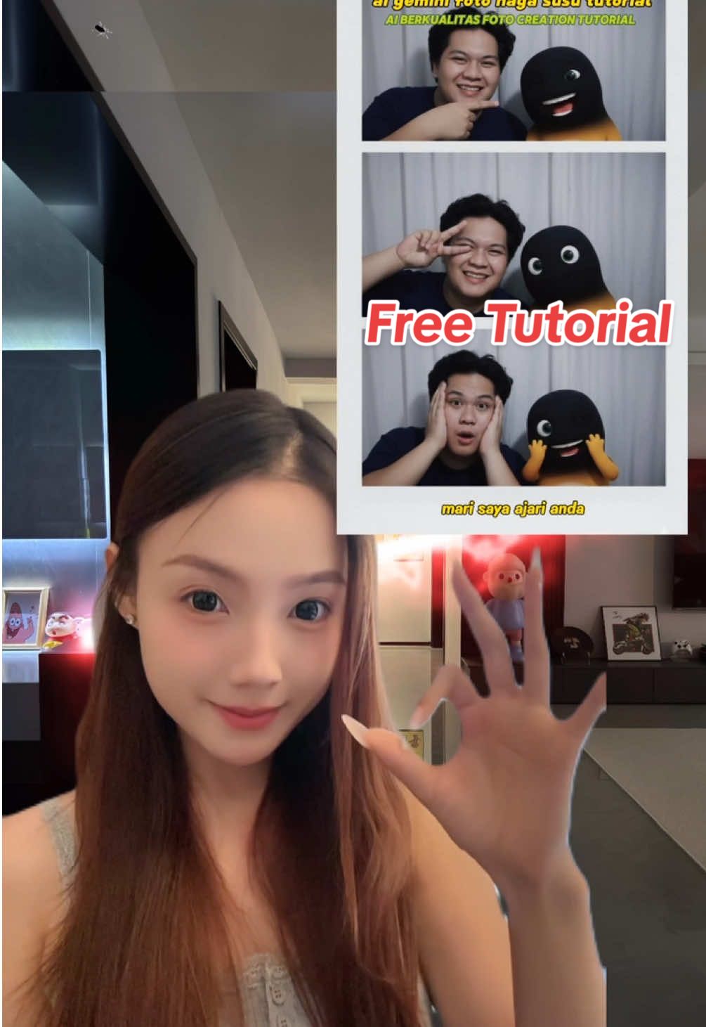 Gemini dan karakter kartun foto grup tutorial produksi potret ai #aifoto #capcutforus#capcut#capcutpioneer#nagasusu  Produksi ai foto kelompok naga susu poto nailong yang lucu  salinan text ai gemini foto polaroid pasangan teks foto polaroid