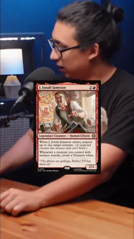 J. Jonah Jameson? A bear killer? He's a 3-mana 2/2 that, canonically in Magic, will die to a bear, but also kill a bear. It oddly fits his character. check out the latest episode of Pod-Catz. Link https://youtu.be/umZJY3ohlgc #mtg #magicthegathering #jjj #mtgarena #cardgame #phatcatzgaming #podcatz #spiderman #fightabear