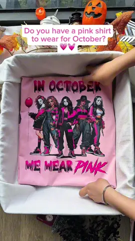 In October We Wear Pink 💓💗 #inoctoberwewearpink #inoctoberwewearpink🎀 #halloweenshirt #spookyseason #horror 