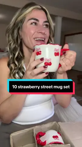 Okay I'm now obsessed with 10 strawberry street thanks to @QVC, Inc this mug set is so cute! #coffee #mugset #kitchenware #10strawberrystreet #tiktokshoprestock 