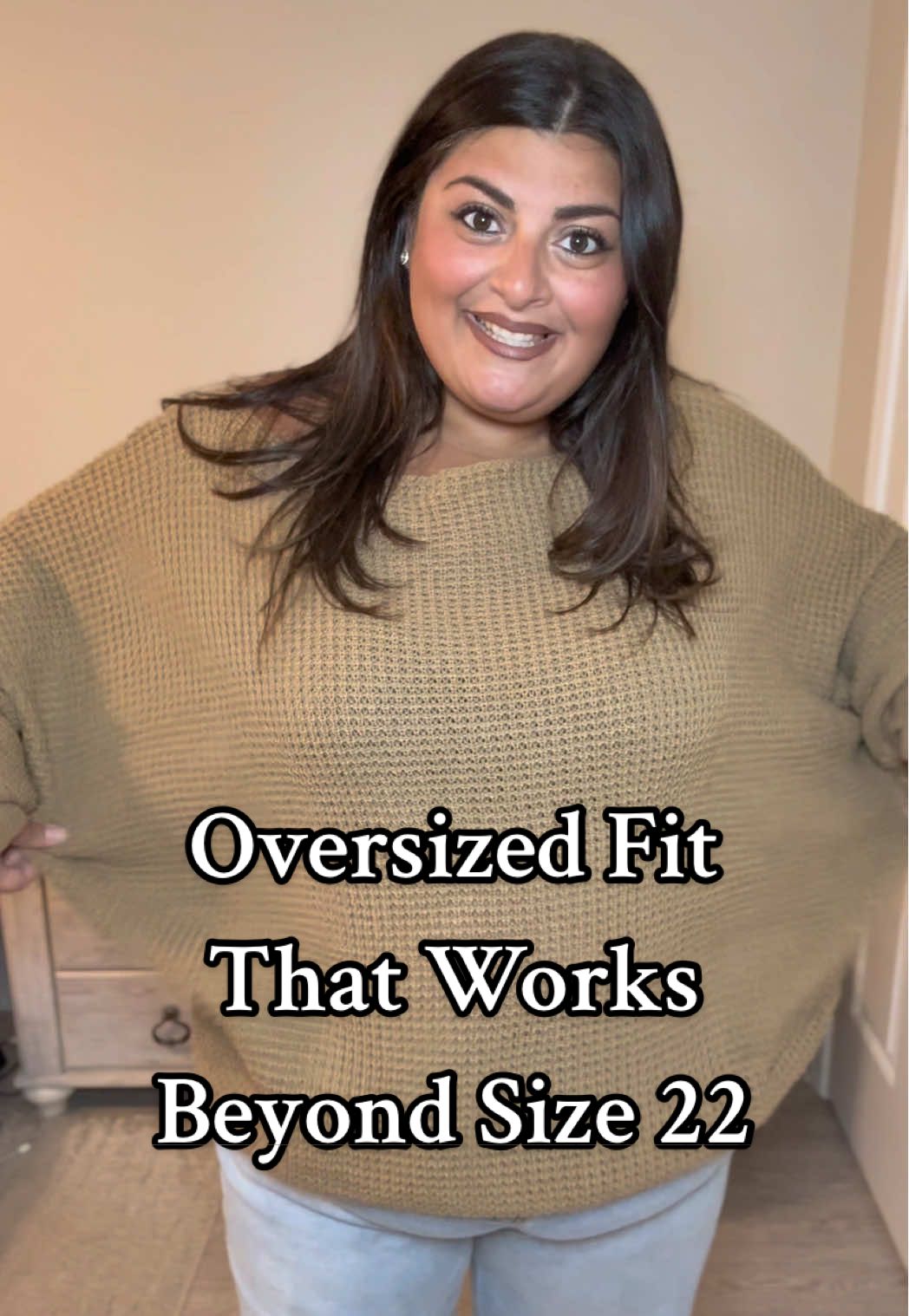 An oversized plus size sweater for under $20?! 👀 This off-the-shoulder waffle knit comes in sizes 12–22, but I’m a size 24 and it’s still super oversized on me. So don’t be afraid if you don’t normally fit in a 22 — it’s that roomy. 🙌🏼 Perfectly slouchy, super comfy, and an amazing deal. Honestly, this one surprised me in the best way. ✨ #plussizefashion #plussizesweater #plussizefallfashion #plussizeootd #tiktokmademebuyit 