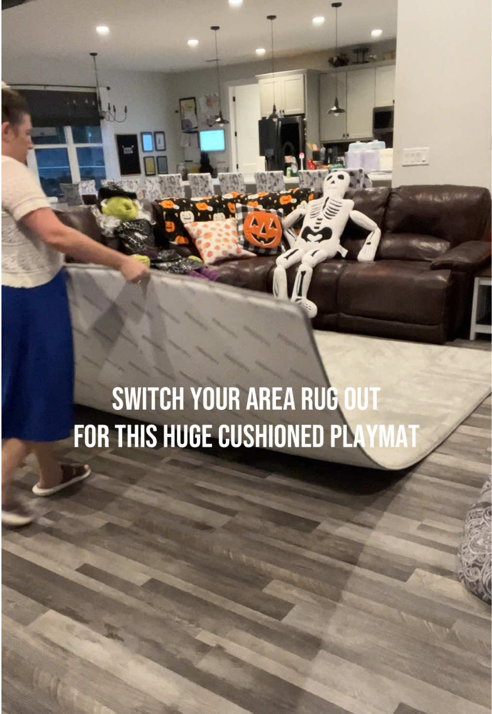 This is a great choice instead of an area rug if your kids like to dive off the couch too. I have the size 118” x 79” in light gray and dark gray. They are so soft, you will have no problem sitting on the floor with your kids or pets. #playmat #largeplaymat #babyplaymat #tiktokshoprestock #tiktokshopcreatorpicks 