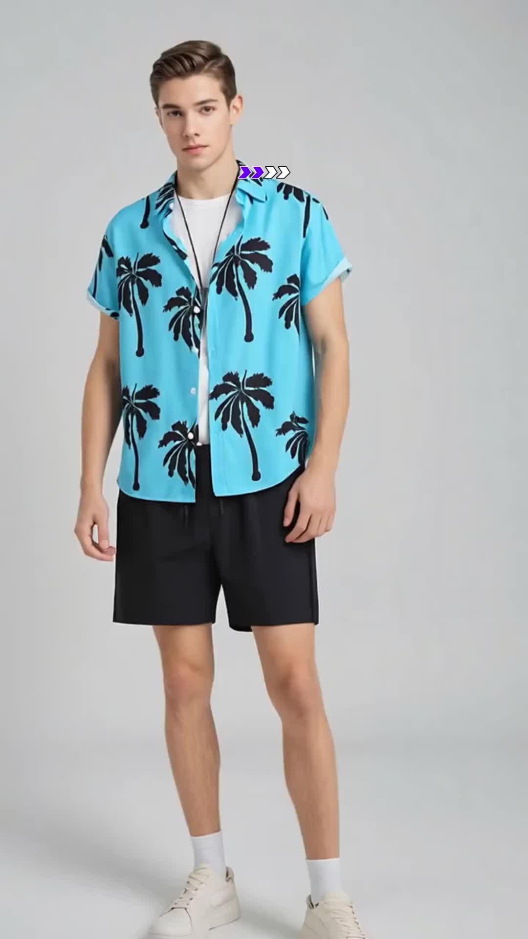 Summer Men's Short-sleeved Shirt Pants Suit #summerclothes #mensoutfitideas #mensshorts #menoutfit #summerwear #mensoutfits #summerclothing #shortsoutfit #mensummerstyle #menssummerfashion