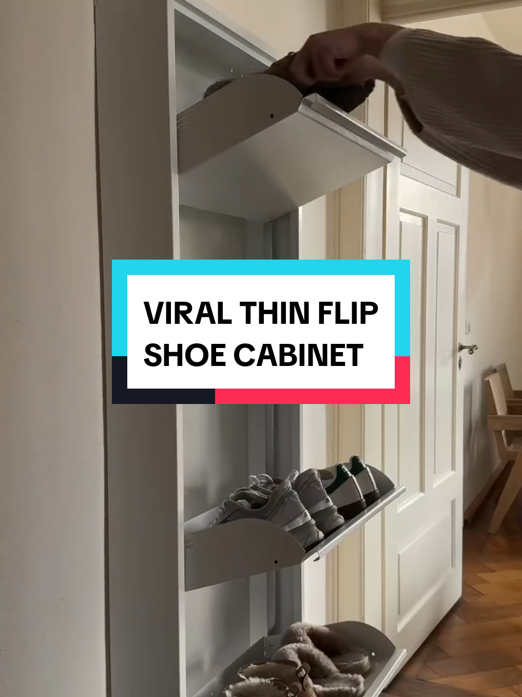 Viral Steel Thin Flip Shoe Cabinet! ✨  #viral #trending #tiktokshop  #steelshoecabinet #shoecabinet 