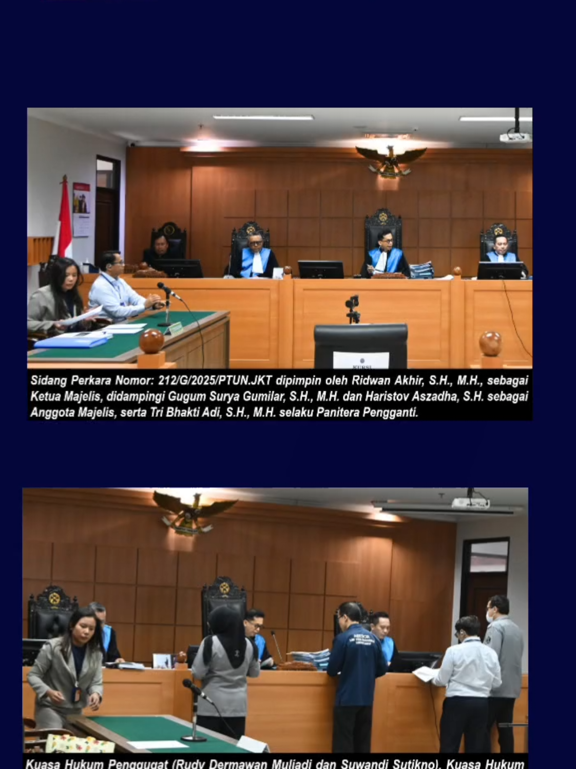 #Soegiharto Santoso Minta Mahkamah Agung Selamatkan Marwah Peradilan dari Rekayasa Hukum Sistematis Gosulut, Dewan Pimpinan Pusat Asosiasi Pengusaha Komputer Indonesia (DPP APKOMINDO) yang sah secara resmi telah melayangkan surat kepada pimpinan Mahkamah Agung (MA) RI dan Bawas MA RI serta Majelis Hakim Perkara No. 212/G/2025/PTUN.JKT., yang dipimpin secara profesional oleh Majelis Hakim yang terdiri atas Ridwan Akhir, SH., MH., sebagai Ketua Majelis, didampingi Gugum Surya Gumilar, SH., MH. dan Haristov Aszadha, SH. sebagai Anggota Majelis, serta Tri Bhakti Adi, S.H., M.H. selaku Panitera Pengganti. Surat bernomor 085/DPP-APKOMINDO/IX/2025 tertanggal 12 September 2025 dan surat bernomor 086/DPP-APKOMINDO/IX/2025 tertanggal 18 September 2025 itu meminta perhatian serius terhadap dugaan rekayasa hukum sistematis, pemalsuan dokumen, dan upaya menyesatkan peradilan (obstruction of justice) yang dilakukan oleh kuasa hukum penggugat dalam Perkara No. 212/G/2025/PTUN.JKT. #satuidonesia #satusulut #satugorontalo 