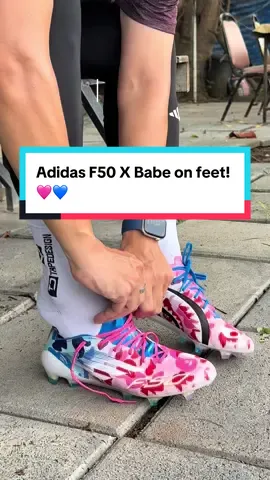 Adidas F50 X Babe on feet! 🩷💙 #adidasthailand #babe #F50elite #Tksports  #รีวิวรองเท้าสตั๊ด 