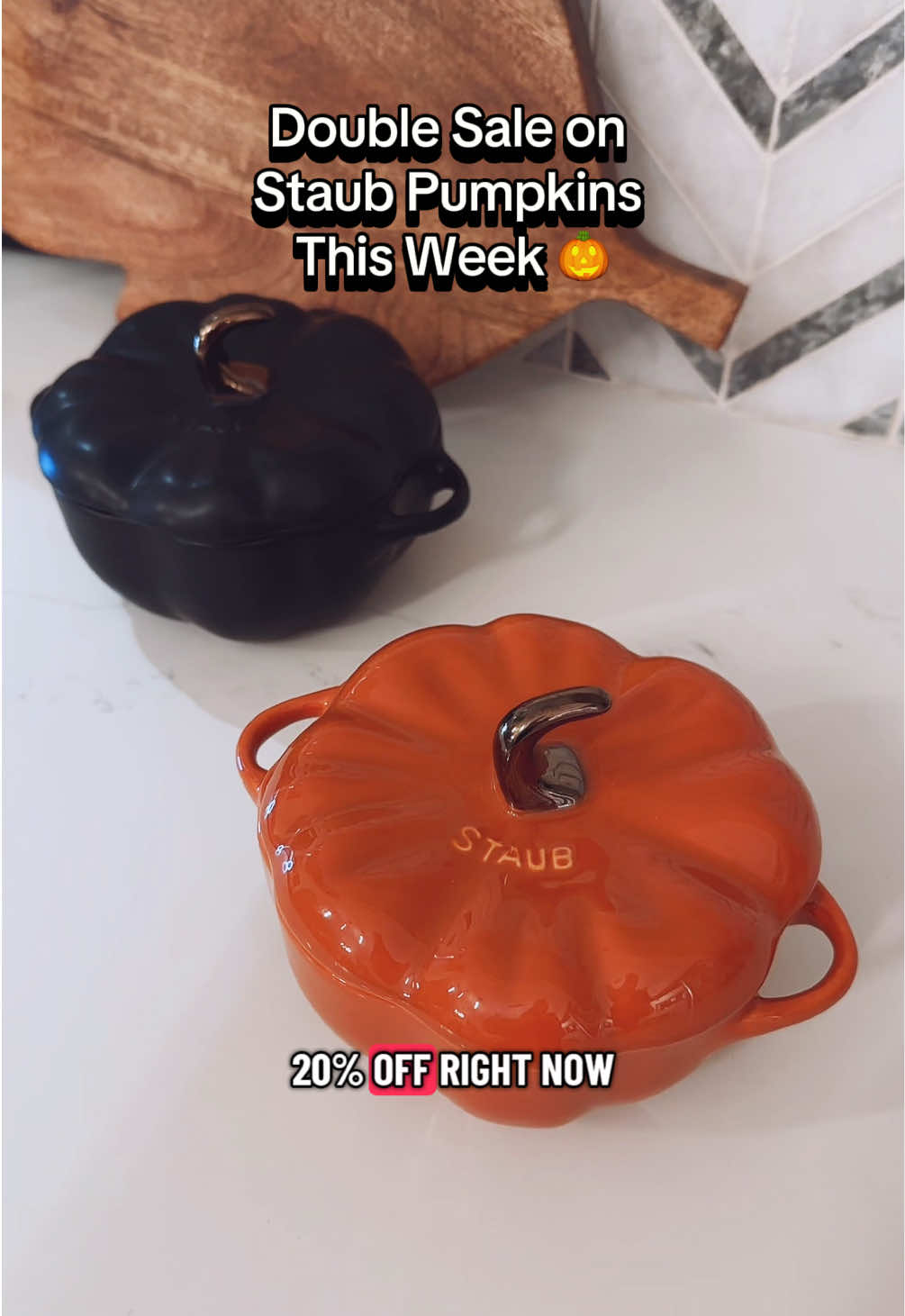 Now is the time to pick up a few pumpkins from @STAUB USA because there is an additional coupon on top of the 20% sale they have in their store! They make a great candy dish when you’re not baking, serving, or cooking in them. Check your cart to see what deal you’ll get! And tell me what color you picked! #staub #pumpkin #bakeware #falldecor #tiktokshoprestock 