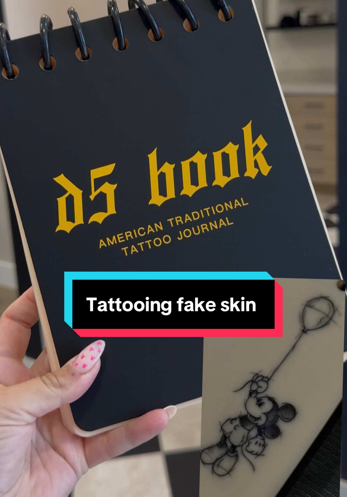 Had fun tattooing this little Mickey on this cool fake skin book from @D5Tattoo US   #tattooartist #fakeskin #tattoopractice #mickeymousetattoo #CapCut 