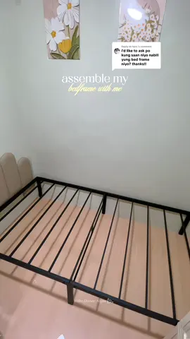Replying to @hers. bed frame here! I got the single one 100*190✨ #bedframe #bed #metalbedframe #sturdybedframe #roomessentials 