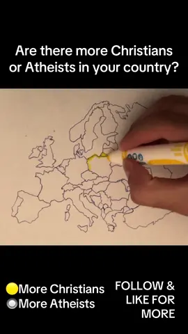 Are there more Christians or Atheists in your country? #LearnOnTikTok #map #geography #christiantiktok #religion #fyp #europe #viral 