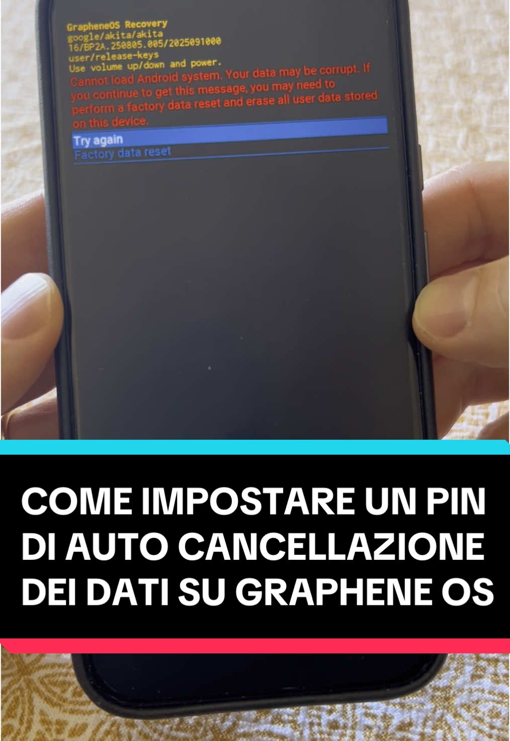 Vediamo come impostare sul vostro #telefono con #grapheneos un pin e #password speciali chiamati duress pin e password, che vi permettono una volta inseriti di riportare il telefono ad impostazioni di fabbrica. #sicurezzainformatica #cybersecurity #pixel #smartphone #Tech #tecnologia #privacy 