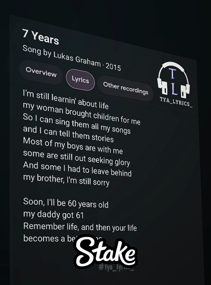 this song 🙌🎶🎧 . . . #7years #lyrics #song #fyp #tya_lyrics_ 