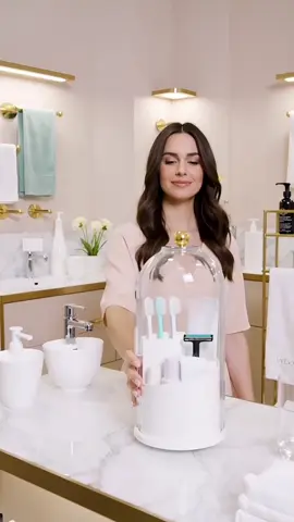 Upgrade your countertop! This bathroom organizer holds toothbrushes, toothpaste and more. #ToothbrushHolder#BathroomOrganizer #HomeStorage #CosmeticOrganizer #ToiletriesOrganizer 
