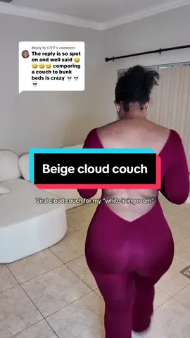 Replying to @CITY  this beige cloud couch is honestly more comfortable than a bunk bed could ever be! It comes in other colors though so no worries if you’re worried you’ll make a mess 😉 #viralcloudcouch #beigecouch #whitelivingroom #bunkbeds #bonelesscouch 
