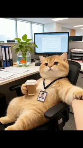 This is how I deal with criticism at work. First thing, get a good cup of coffee.#cat #work #coffe #funnycat #fyp 